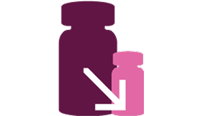 Icono de dos viales de vacuna con una flecha apuntando a la parte inferior derecha