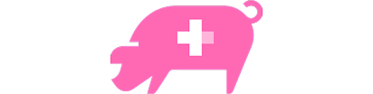Icono de un cerdo rosa con una cruz blanca en el estomago.